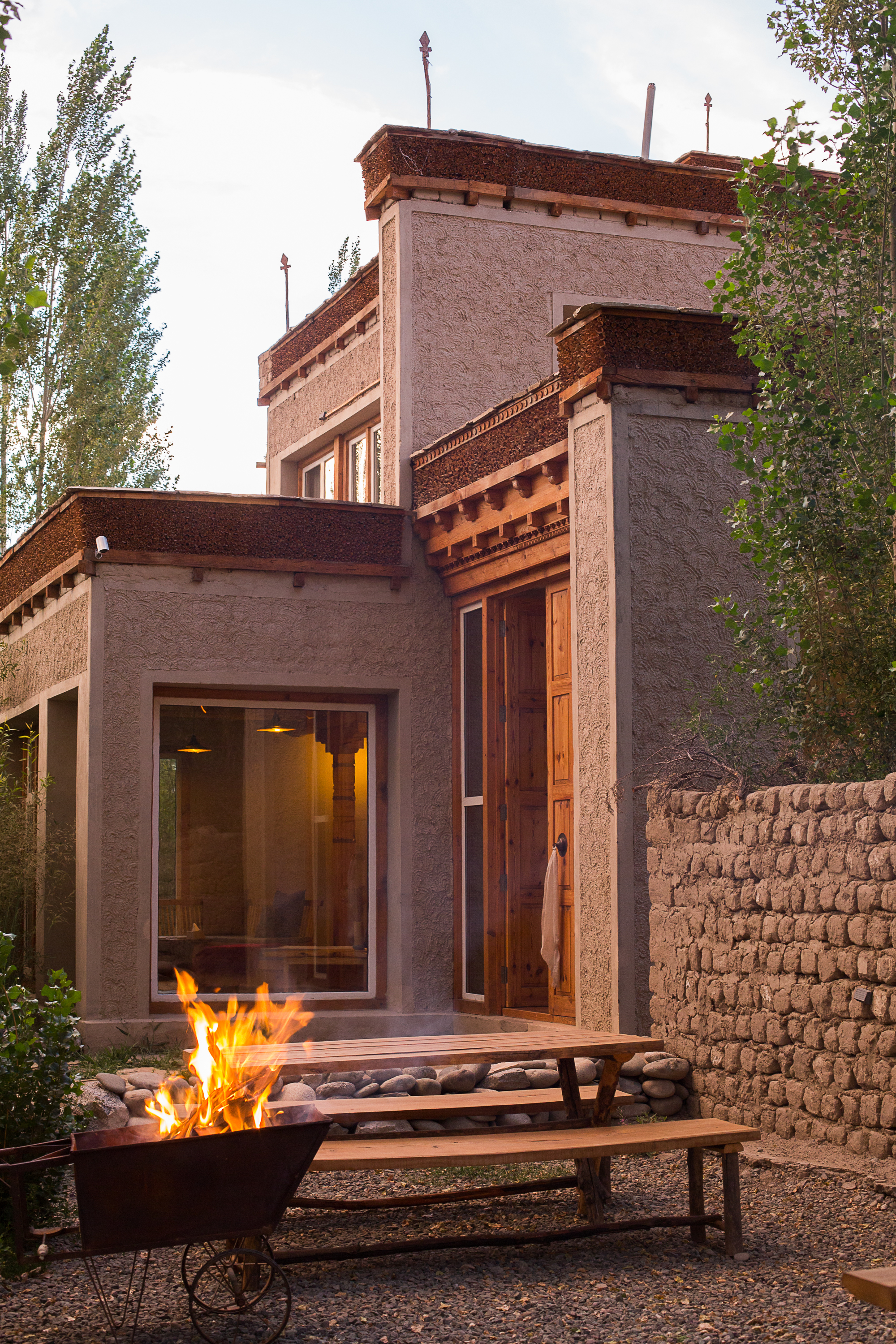 Bonfire by the kathkuni courtyard wall